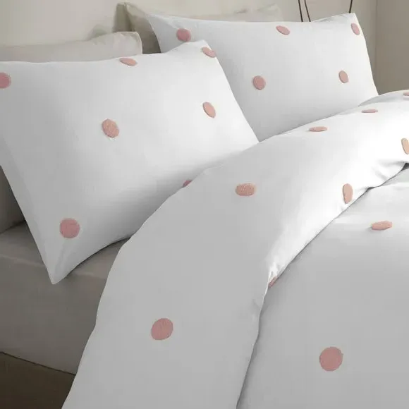 Dot Duvet Cover Set with Pillowcase - Pink, Cotton alternate view