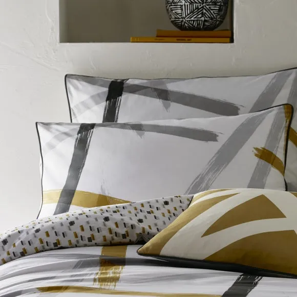 Reversible Duvet Cover Set Abstract Print - Grey alternate view
