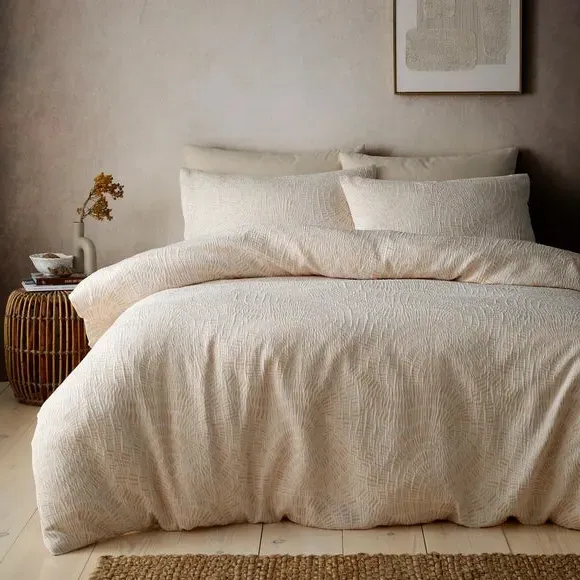 Fossil Jacquard Duvet Cover & Pillowcase Set - Natural product