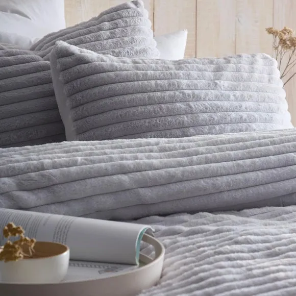 Quilted Duvet Cover Set - Grey, Fleece alternate view