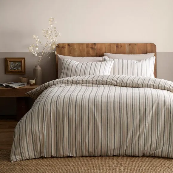 Yarn Dyed Thin Stripe Duvet Cover & Pillowcase Set - Natural, Cotton product