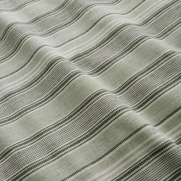 Yarn Dyed Wide Stripe Duvet Cover & Pillowcase Set - Green, Cotton alternate view