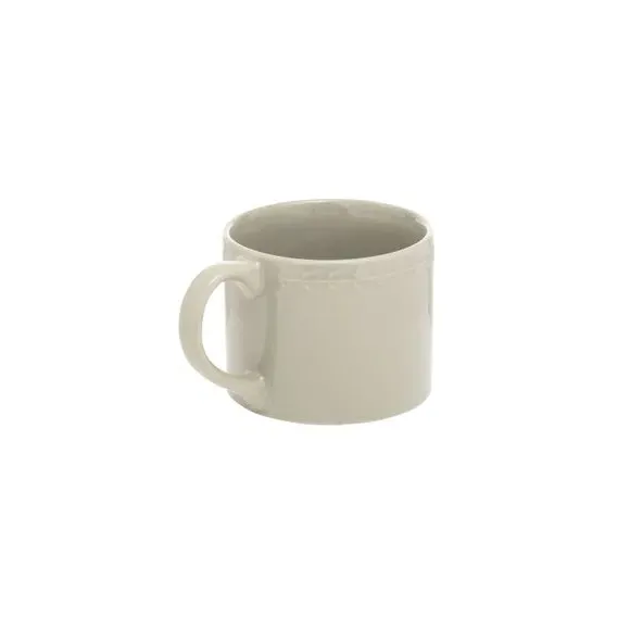 Set of 4 Leaf Embossed Mugs - Cream, Stoneware