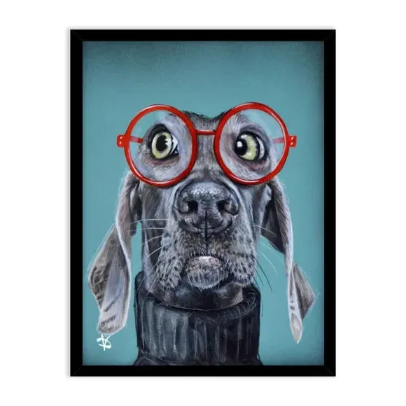 Framed Dog Print with Black Frame - Multicolor alternate view