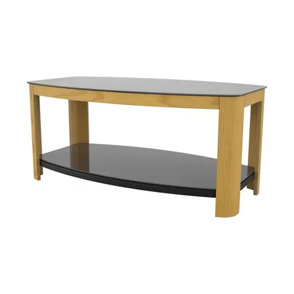 Curved Coffee Table with Shelf - Black, Oak alternate view
