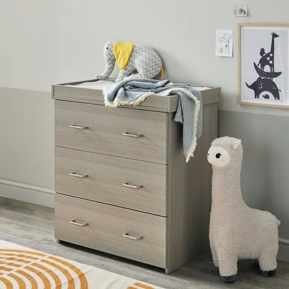 Caro 3 Drawer Chest with Changing Unit - Grey alternate view