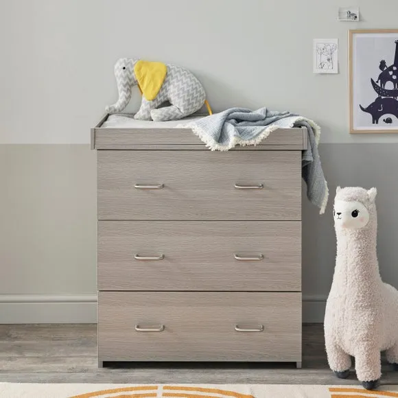 Caro 3 Drawer Chest with Changing Unit - Grey product