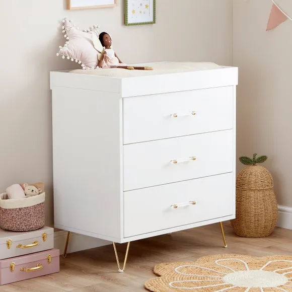 Kimi Acrylic 3-Drawer Chest Changing Table - White alternate view