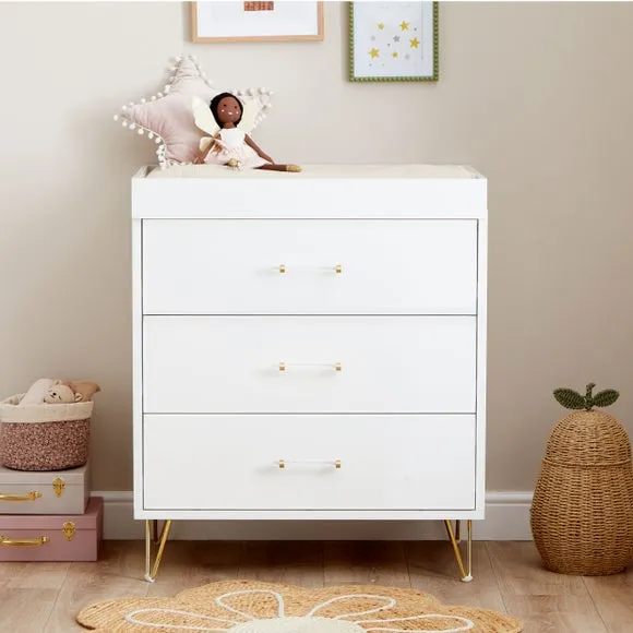 Kimi Acrylic 3-Drawer Chest Changing Table - White product