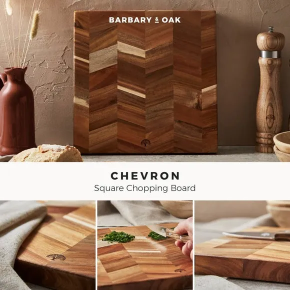 Acacia Wood Square Chopping Board - Natural alternate view