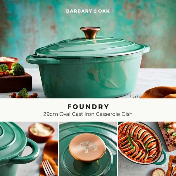 Barbary & Oak Oval Casserole Dish - Green, Cast Iron alternate view