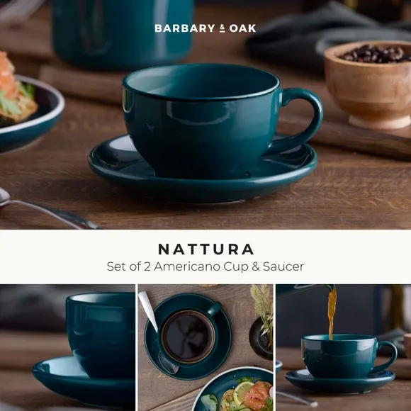 Nattura Americano Cup and Saucer Set - Teal, Stoneware alternate view