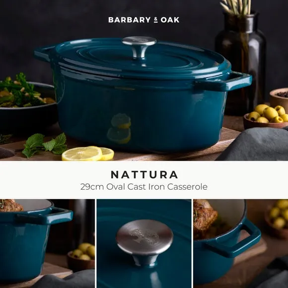 Nattura Oval Casserole Dish 29cm - Dark Green, Cast Iron alternate view