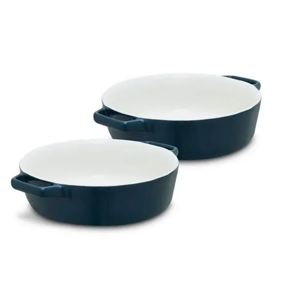 Nattura Set of 2 Round Baking Dishes - Dark Green, Stoneware product