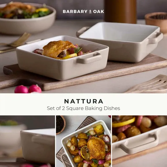 Nattura Set of 2 Square Baking Dishes - Cashmere, Stoneware alternate view
