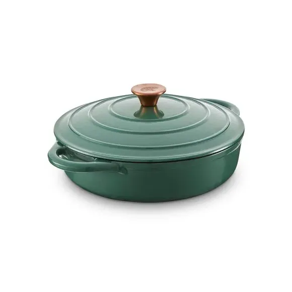 Shallow Casserole Dish with Domed Lid - Green, Cast Iron alternate view