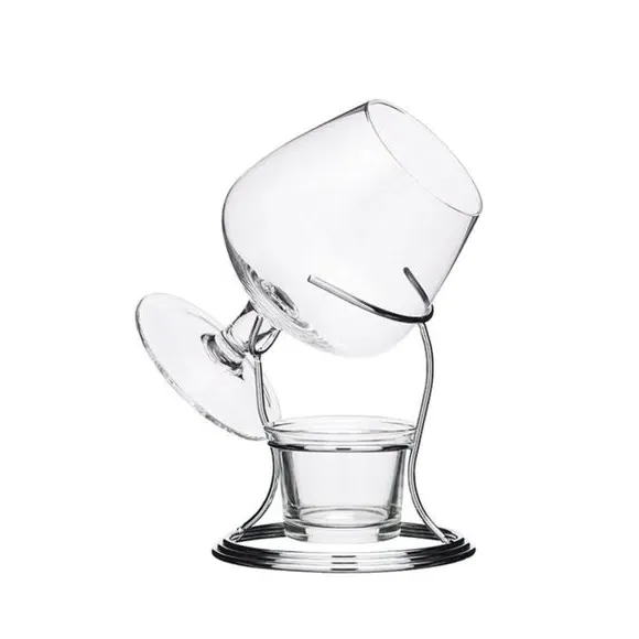 BarCraft Brandy & Cognac Warmer Glass Gift Set - Silver product