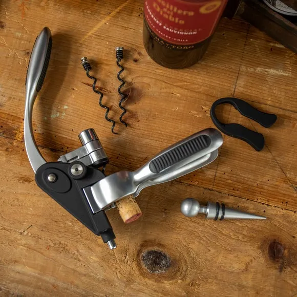 BarCraft Lever-Arm Corkscrew Set - Black alternate view