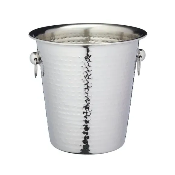 Hammered Champagne Bucket with Ring Handles - Silver