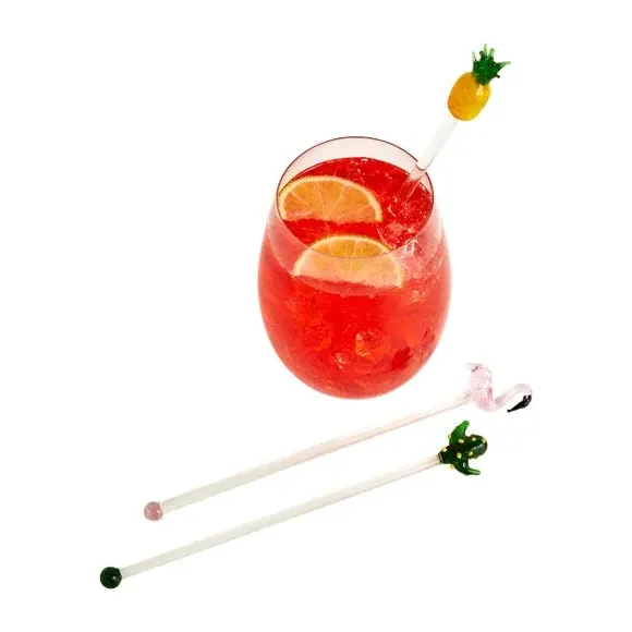 Novelty Tropical Glass Cocktail Stirrers - Multicolor alternate view