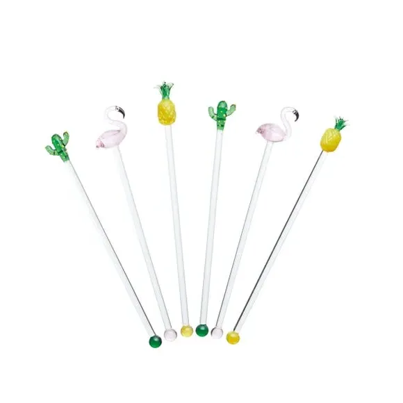 Novelty Tropical Glass Cocktail Stirrers - Multicolor product