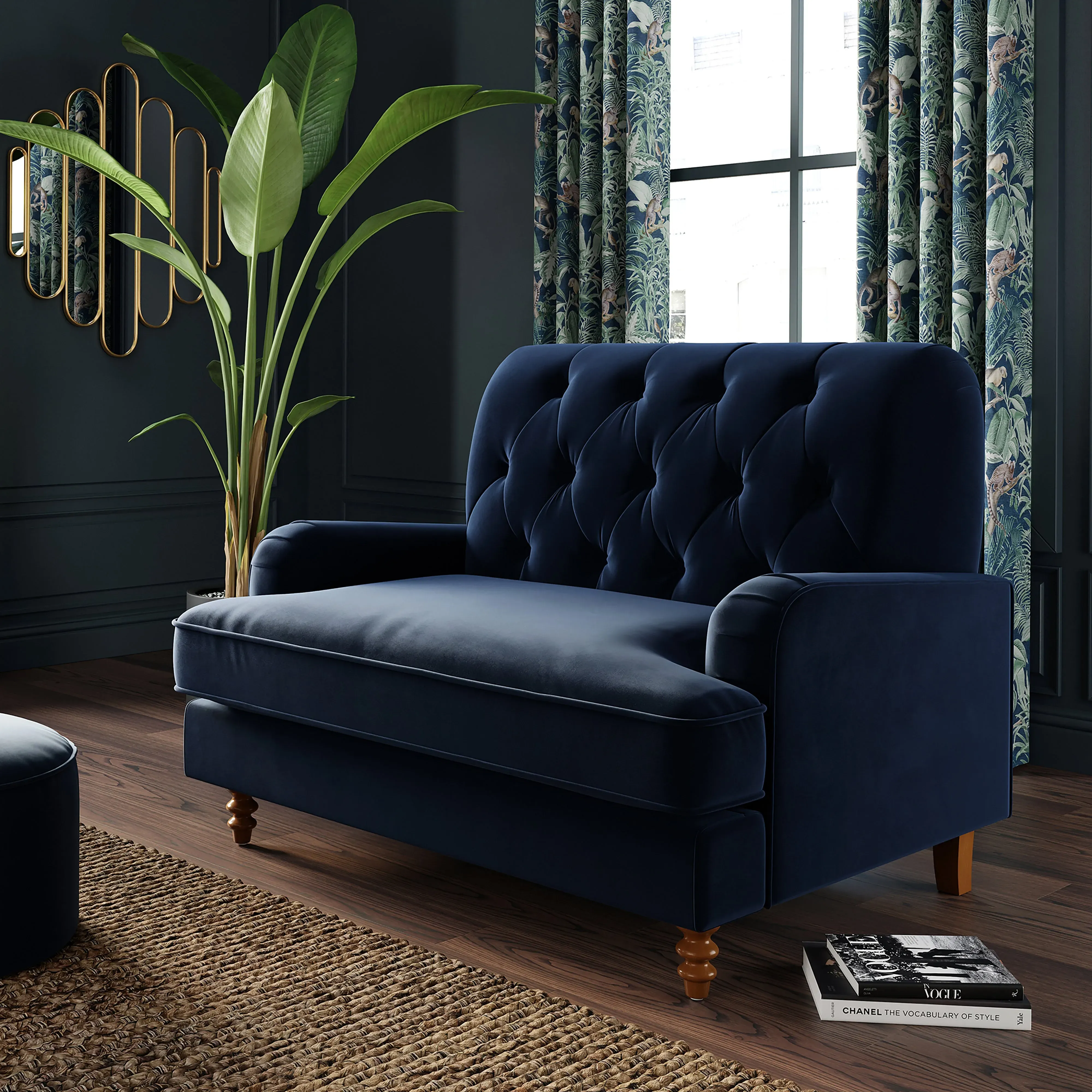 beatrice-buttoned-velvet-snuggle-chair-navy-velvet image