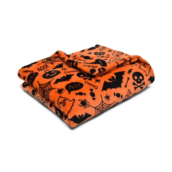 Boo Halloween Fleece Throw Blanket - Orange product
