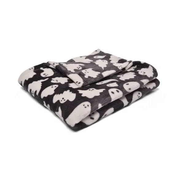 Spooky Ghosts Throw Blanket - Grey