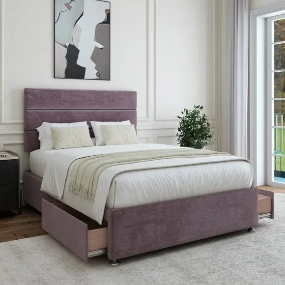 Universal Divan Base with Storage - Mauve, Chenille by Dunelm, image 2