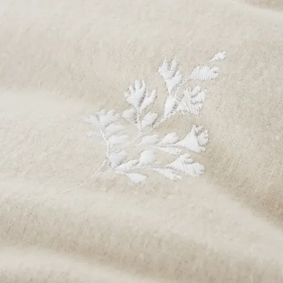 Embroidery Leaf Duvet Cover & Pillowcase Set - Natural, Brushed Cotton alternate view