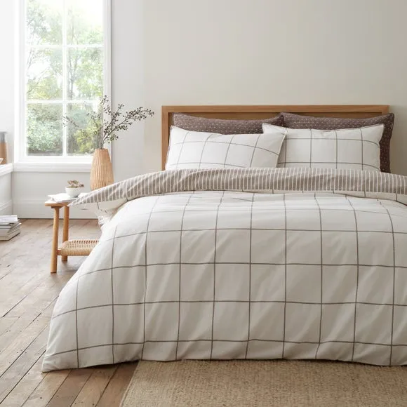 Regal Check Duvet Cover & Pillowcase Set - Mole, Brushed Cotton product