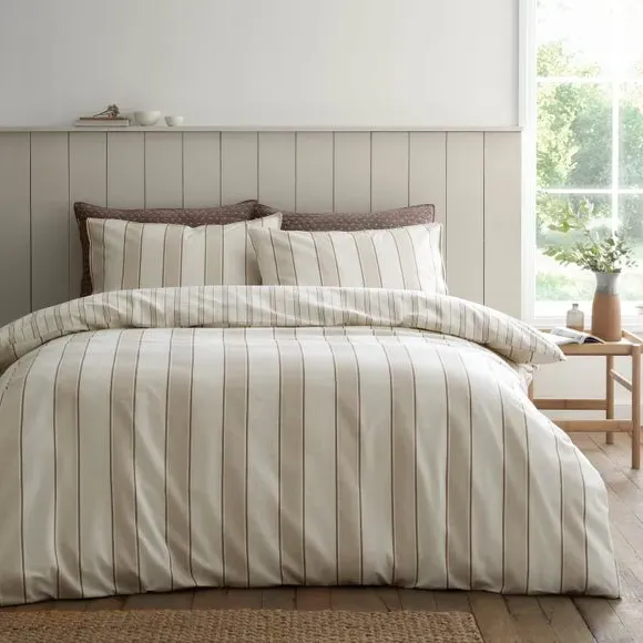 Regal Stripe Duvet Cover & Pillowcase Set - Natural, Brushed Cotton product