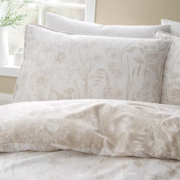 Floral Toile Duvet Cover & Pillowcase Set - Natural, Brushed Cotton alternate view