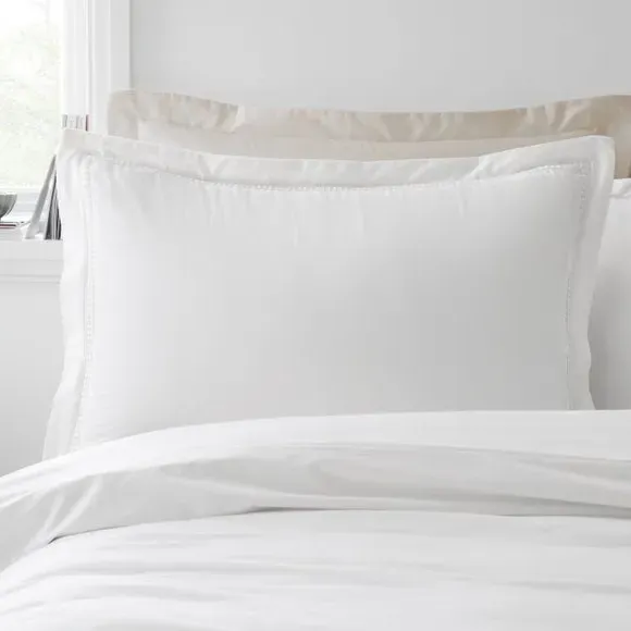 Oxford Duvet Cover Set with Lace Trim - White, Cotton alternate view