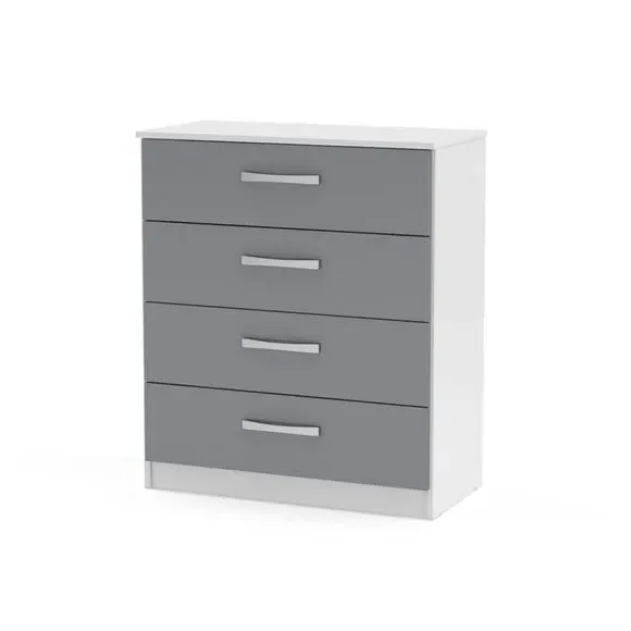 4-Drawer Chest with High-Gloss Finish - Grey by Dunelm, alternate view