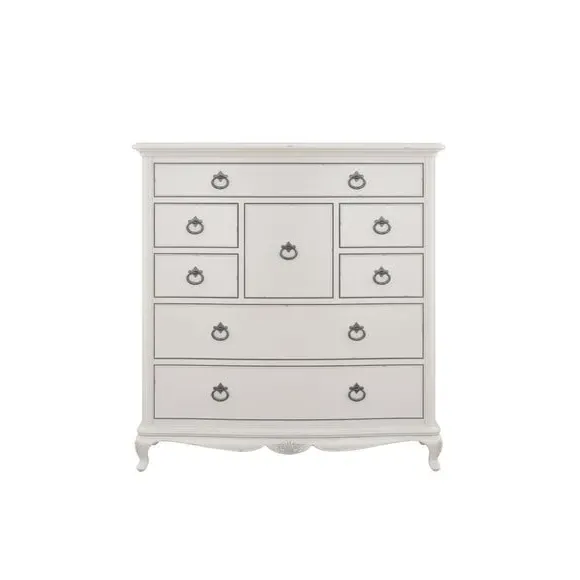 8-Drawer Chest with Carved Details - Grey, Wood alternate view