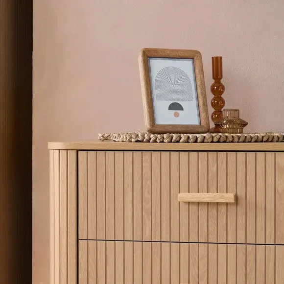 Axel 6 Drawer Fluted Chest - Brown, Oak Effect alternate view