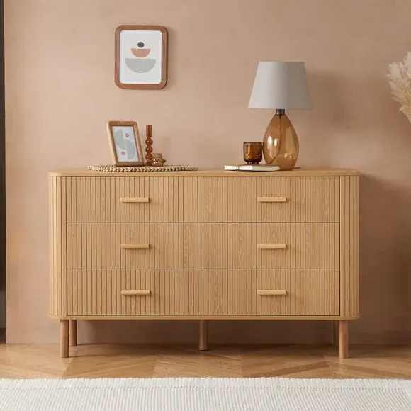 Axel 6 Drawer Fluted Chest - Brown, Oak Effect product