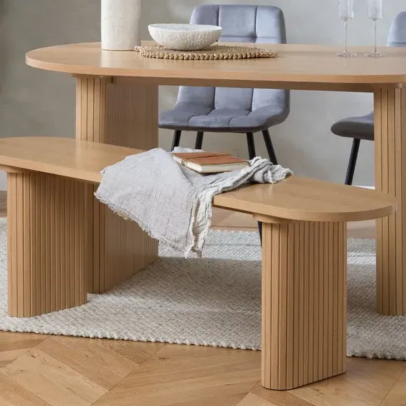 Axel Fluted Oval Bench - Oak Effect alternate view