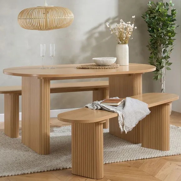 Axel Fluted Oval Bench - Oak Effect product