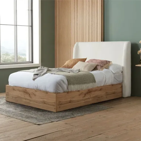 Halfden Ottoman Bed Frame with Storage - White, Boucle product