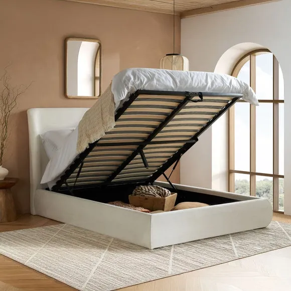 Lanis Ottoman Bed Frame with Storage - Cream, Linen alternate view