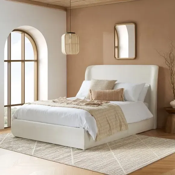 Lanis Ottoman Bed Frame with Storage - Cream, Linen product