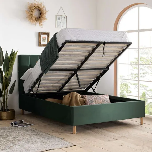 Loxley Velvet Ottoman Bed Frame with Storage - Green product