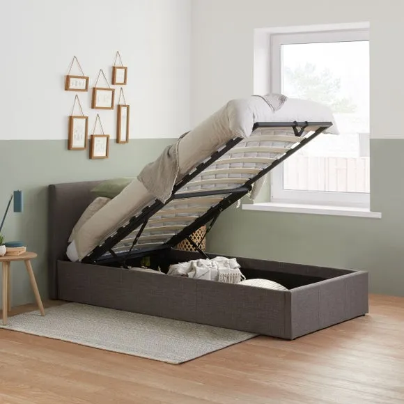 Ottoman Bed Frame with Storage - Grey, Fabric alternate view