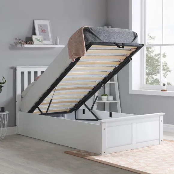 Phoenix Ottoman Bed Frame with Storage - White, Wood Effect alternate view