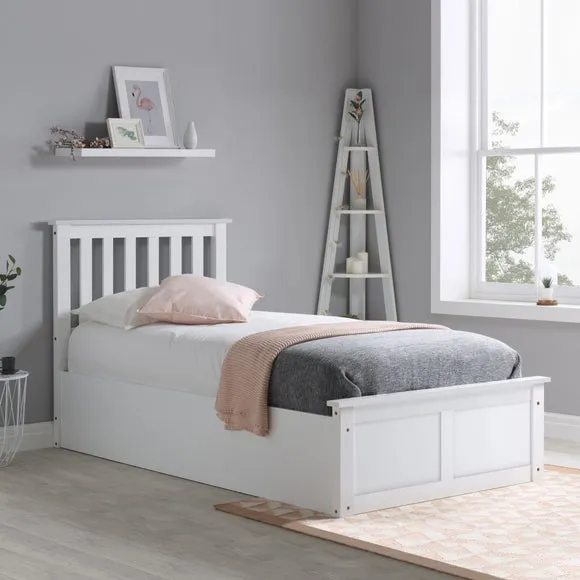 Phoenix Ottoman Bed Frame with Storage - White, Wood Effect product