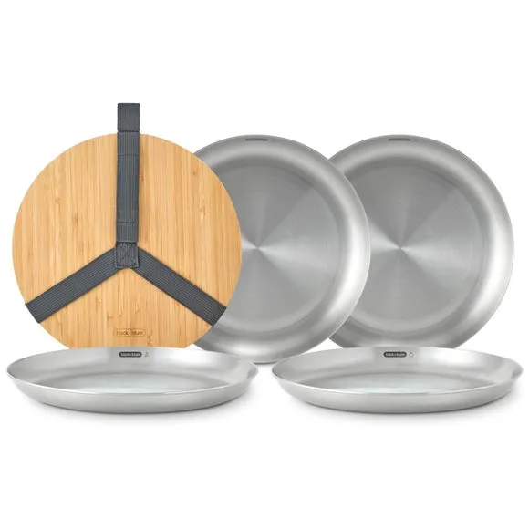 Set of 4 Picnic Plates - Silver, Stainless Steel product