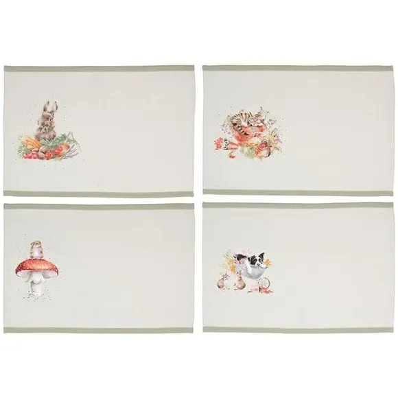 Wrendale Designs Garden Friends Set of 4 Placemats - Multicolor, Cotton alternate view