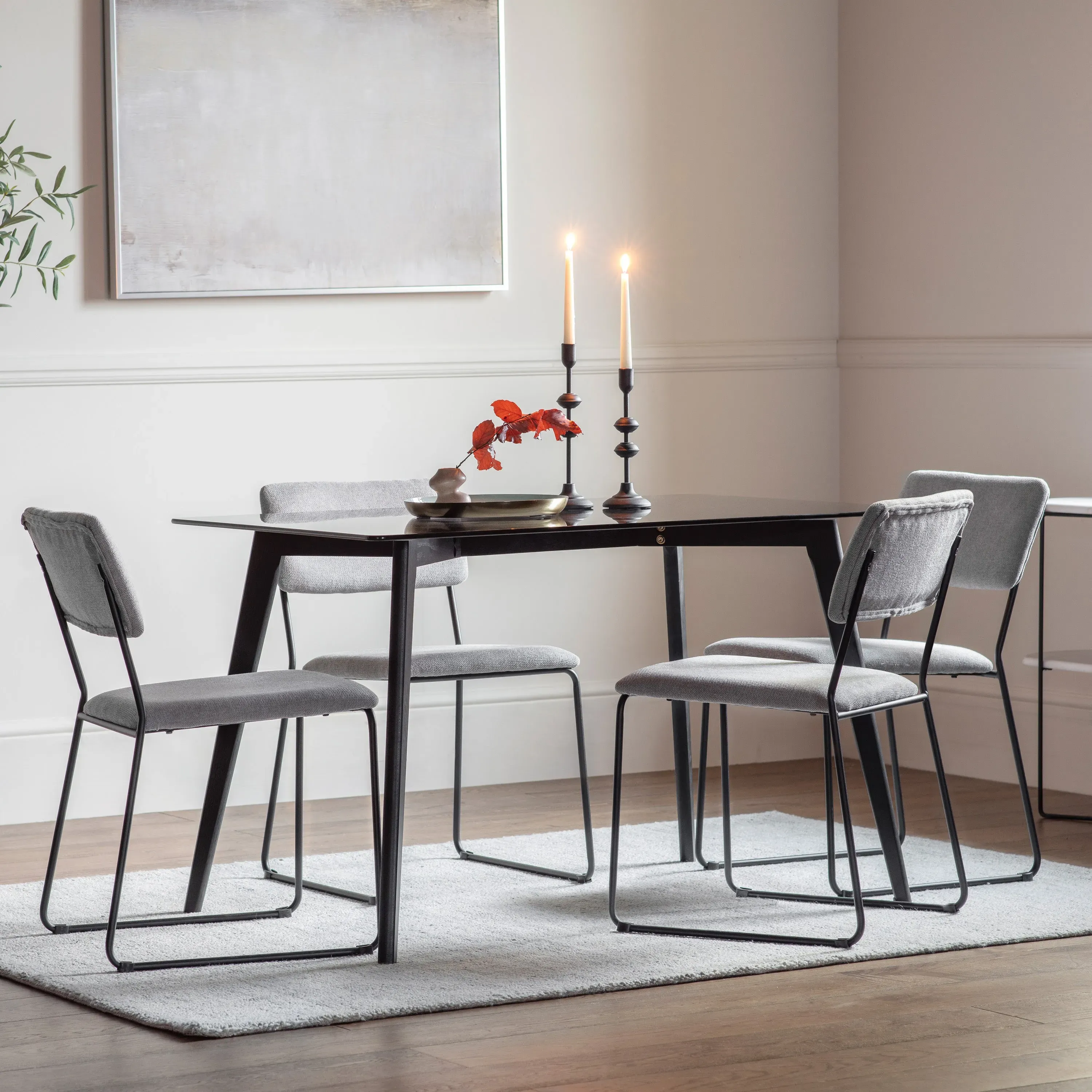 brea-6-seater-rectangular-glass-top-dining-table-black image